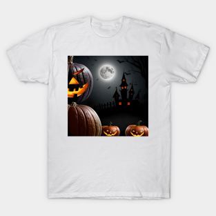 Halloween Pumpkin & Castle Study T-Shirt